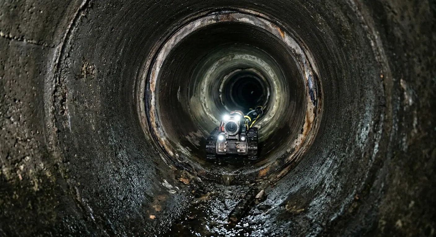 Robotic sewer camera inspecting pipe interior for Sewer Line Cleaning in Westminster